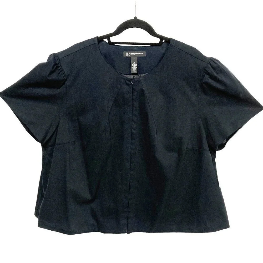 INC International Concepts Jacket Blazer,‎ 3X, Black Boxy Cropped, New w Tags